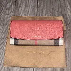 Burberry Cinnamon Red Continental  Leather Wallet